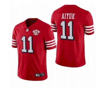 Men San Francisco 49ers #11 Brandon Aiyuk 75th Anniversary Red Throwback Jersey