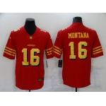 Men's San Francisco 49ers #16 Joe Montana Red Gold 2021 Vapor Untouchable Stitched NFL Nike Limited Jersey