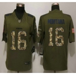 Men's San Francisco 49ers #16 Joe Montana Retired Player Green Salute to Service 2015 NFL Nike Limited Jersey