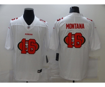 Men's San Francisco 49ers #16 Joe Montana White 2020 Shadow Logo Vapor Untouchable Stitched NFL Nike Limited Jersey
