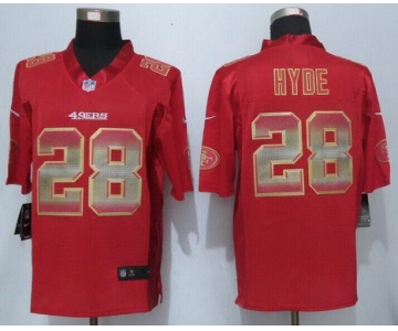 Men's San Francisco 49ers #28 Carlos Hyde Red Strobe 2015 NFL Nike Fashion Jersey
