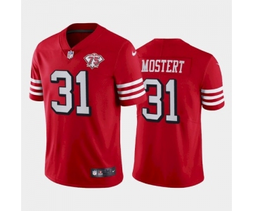 Men's San Francisco 49ers #31 Raheem Mostert 75th Anniversary Red Throwback Jersey