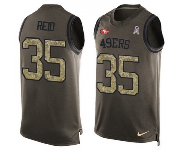 Men's San Francisco 49ers #35 Eric Reid Green Salute to Service Hot Pressing Player Name & Number Nike NFL Tank Top Jersey