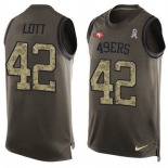 Men's San Francisco 49ers #42 Ronnie Lott Green Salute to Service Hot Pressing Player Name & Number Nike NFL Tank Top Jersey