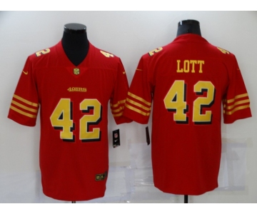 Men's San Francisco 49ers #42 Ronnie Lott Red Gold 2021 Vapor Untouchable Stitched NFL Nike Limited Jersey