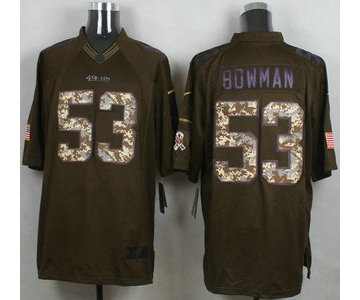 Men's San Francisco 49ers #53 NaVorro Bowman Green Salute to Service 2015 NFL Nike Limited Jersey