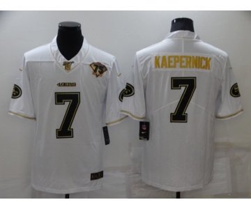 Men's San Francisco 49ers #7 Colin Kaepernick White 75th Patch Golden Edition Stitched NFL Nike Limited Jersey