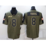 Men's San Francisco 49ers #8 Steve Young 2021 Olive Salute To Service Limited Stitched Jersey