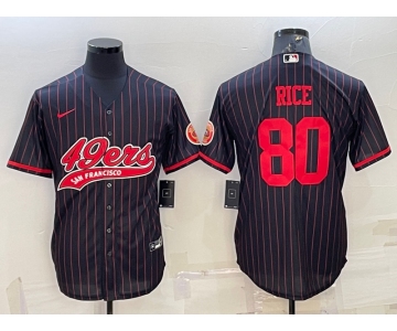 Men's San Francisco 49ers #80 Jerry Rice Black With Patch Cool Base Stitched Baseball Jersey