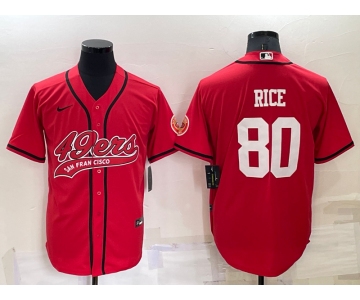 Men's San Francisco 49ers #80 Jerry Rice Red Stitched Cool Base Nike Baseball Jersey