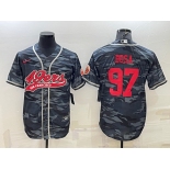 Men's San Francisco 49ers #97 Nike Bosa Grey Camo With Patch Cool Base Stitched Baseball Jersey