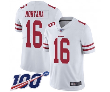 Nike 49ers #16 Joe Montana White Men's Stitched NFL 100th Season Vapor Limited Jersey