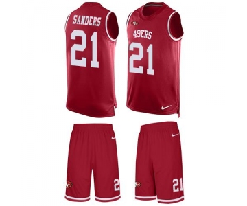 Nike 49ers #21 Deion Sanders Red Team Color Men's Stitched NFL Limited Tank Top Suit Jersey