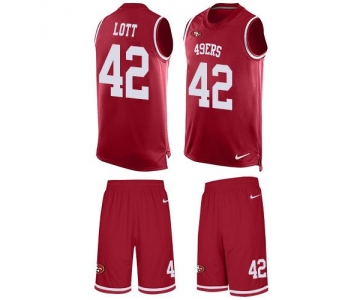 Nike 49ers #42 Ronnie Lott Red Team Color Men's Stitched NFL Limited Tank Top Suit Jersey