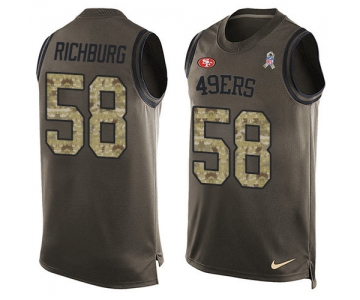 Nike 49ers #58 Weston Richburg Green Men's Stitched NFL Limited Salute To Service Tank Top Jersey
