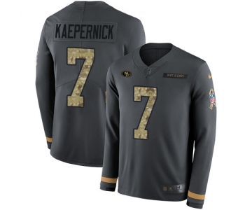 Nike 49ers #7 Colin Kaepernick Anthracite Salute to Service Men's Stitched NFL Limited Therma Long Sleeve Jersey