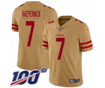 Nike 49ers #7 Colin Kaepernick Gold Men's Stitched NFL Limited Inverted Legend 100th Season Jersey