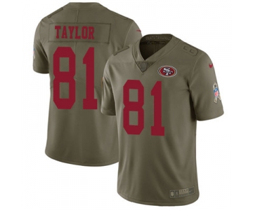 Nike 49ers #81 Trent Taylor Olive Men's Stitched NFL Limited 2017 Salute To Service Jersey