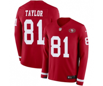Nike 49ers #81 Trent Taylor Red Team Color Men's Stitched NFL Limited Therma Long Sleeve Jersey