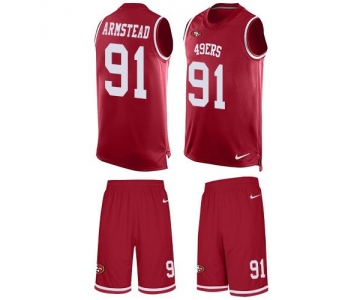 Nike 49ers #91 Arik Armstead Red Team Color Men's Stitched NFL Limited Tank Top Suit Jersey