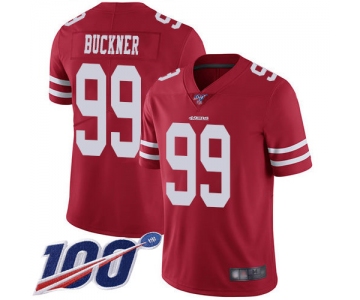 Nike 49ers #99 DeForest Buckner Red Team Color Men's Stitched NFL 100th Season Vapor Limited Jersey