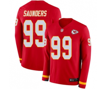 Chiefs #99 Khalen Saunders Red Team Color Men's Stitched Football Limited Therma Long Sleeve Jersey