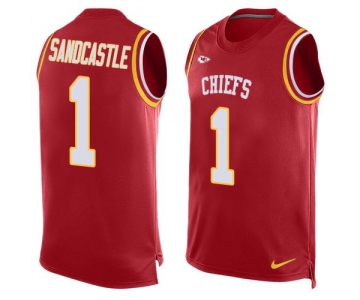 Men's Kansas City Chiefs #1 Leon Sandcastle Red Hot Pressing Player Name & Number Nike NFL Tank Top Jersey