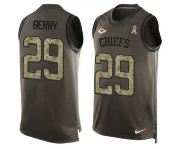 Men's Kansas City Chiefs #29 Eric Berry Green Salute to Service Hot Pressing Player Name & Number Nike NFL Tank Top Jersey