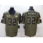 Men's Kansas City Chiefs #32 Tyrann Mathieu 2021 Olive Salute To Service Limited Stitched Jersey