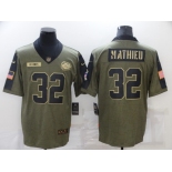 Men's Kansas City Chiefs #32 Tyrann Mathieu 2021 Olive Salute To Service Limited Stitched Jersey