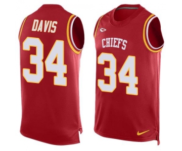 Men's Kansas City Chiefs #34 Knile Davis Red Hot Pressing Player Name & Number Nike NFL Tank Top Jersey