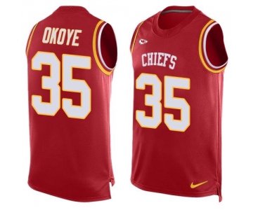 Men's Kansas City Chiefs #35 Christian Okoye Red Hot Pressing Player Name & Number Nike NFL Tank Top Jersey