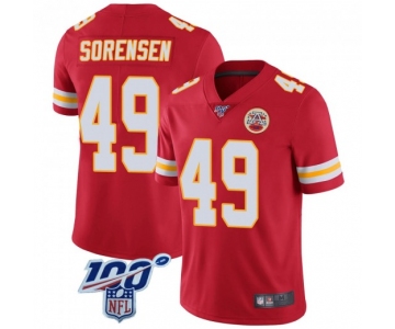 Men's Kansas City Chiefs #49 Daniel Sorensen 100th Vapor Jersey - Limited Red
