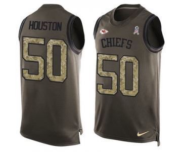 Men's Kansas City Chiefs #50 Justin Houston Green Salute to Service Hot Pressing Player Name & Number Nike NFL Tank Top Jersey