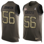 Men's Kansas City Chiefs #56 Derrick Johnson Green Salute to Service Hot Pressing Player Name & Number Nike NFL Tank Top Jersey