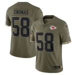 Men's Kansas City Chiefs #58 Derrick Thomas 2022 Olive Salute To Service Limited Stitched Jersey