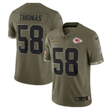 Men's Kansas City Chiefs #58 Derrick Thomas 2022 Olive Salute To Service Limited Stitched Jersey