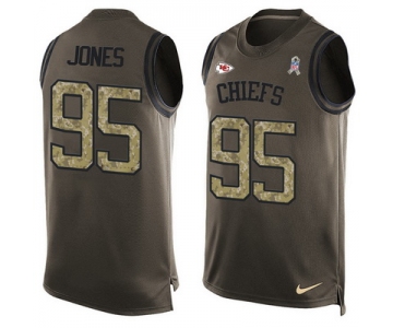 Men's Kansas City Chiefs #95 Tre Jones Green Salute to Service Hot Pressing Player Name & Number Nike NFL Tank Top Jersey