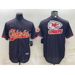 Men's Kansas City Chiefs Black Team Big Logo With Patch Cool Base Stitched Baseball Jersey