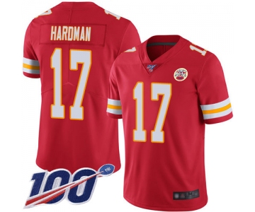 Nike Chiefs #17 Mecole Hardman Red Team Color Men's Stitched NFL 100th Season Vapor Limited Jersey