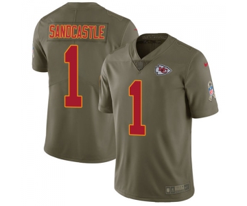 Nike Kansas City Chiefs #1 Leon Sandcastle Olive Men's Stitched NFL Limited 2017 Salute to Service Jersey
