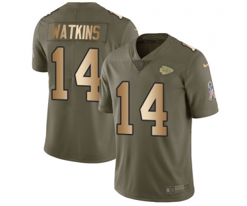 Nike Kansas City Chiefs #14 Sammy Watkins Olive Gold Men's Stitched NFL Limited 2017 Salute To Service Jersey