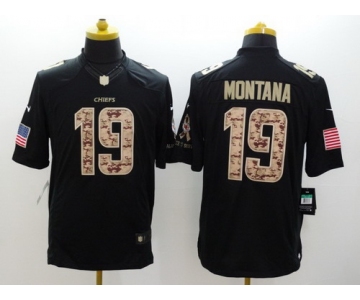 Nike Kansas City Chiefs #19 Joe Montana Salute to Service Black Limited Jersey