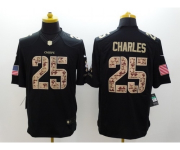 Nike Kansas City Chiefs #25 Jamaal Charles Salute to Service Black Limited Jersey