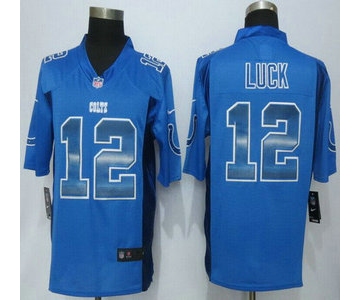 Indianapolis Colts #12 Andrew Luck Blue Strobe 2015 NFL Nike Fashion Jersey