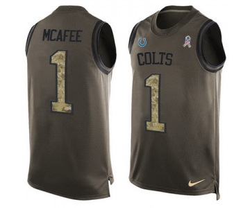 Men's Indianapolis Colts #1 Pat McAfee Green Salute to Service Hot Pressing Player Name & Number Nike NFL Tank Top Jersey