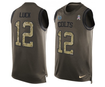 Men's Indianapolis Colts #12 Andrew Luck Green Salute to Service Hot Pressing Player Name & Number Nike NFL Tank Top Jersey