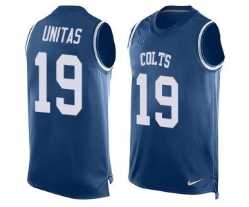 Men's Indianapolis Colts #19 Johnny Unitas Royal Blue Hot Pressing Player Name & Number Nike NFL Tank Top Jersey