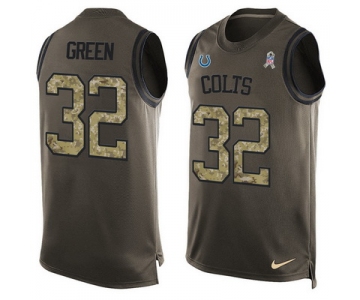 Men's Indianapolis Colts #32 T.J.Green Green Salute to Service Hot Pressing Player Name & Number Nike NFL Tank Top Jersey