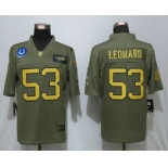 Men's Indianapolis Colts #53 Darius Leonard Olive Gold 2019 Salute To Service Stitched NFL Nike Limited Jersey